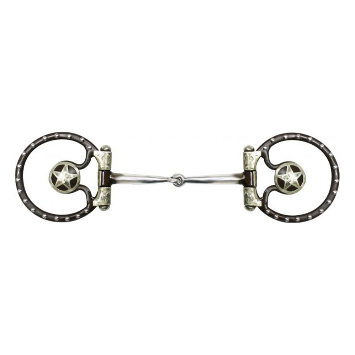 Showman brown steel bit with silver accents and Texas star on the 3