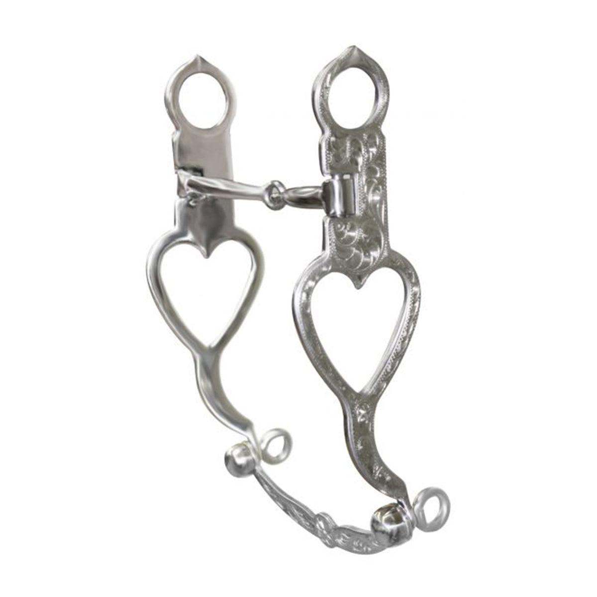 Showman stainless steel bit with fully engraved open heart on 8