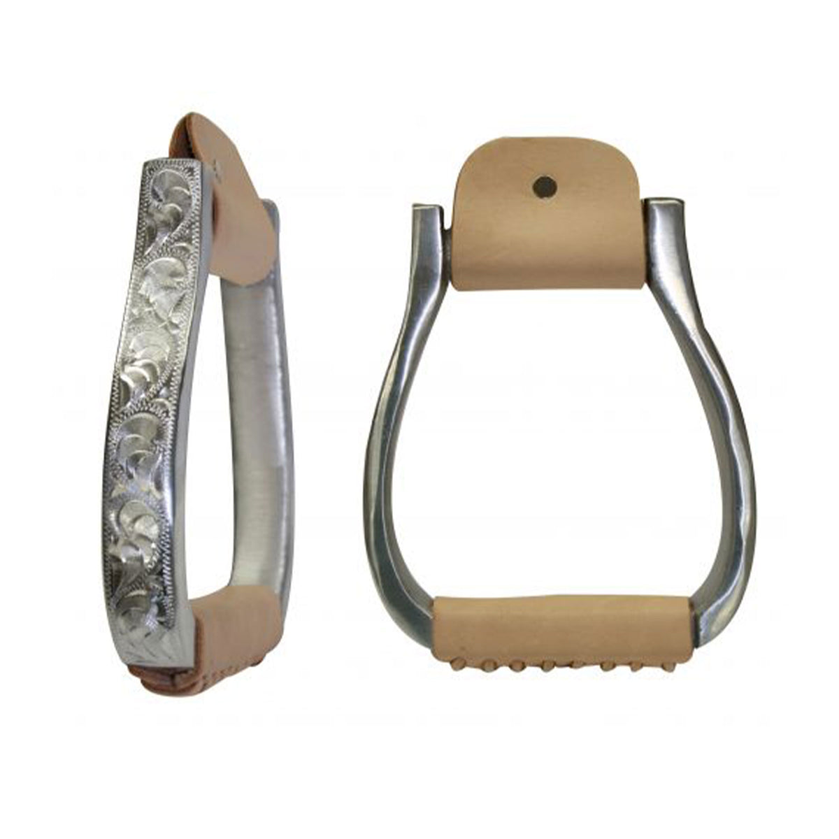 Showman Polished Aluminum Engraved Barrel Stirrups