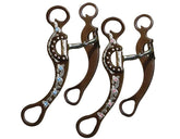 Showman brown steel bit with engraved silver flower detailing with rhinestone accents on the 8