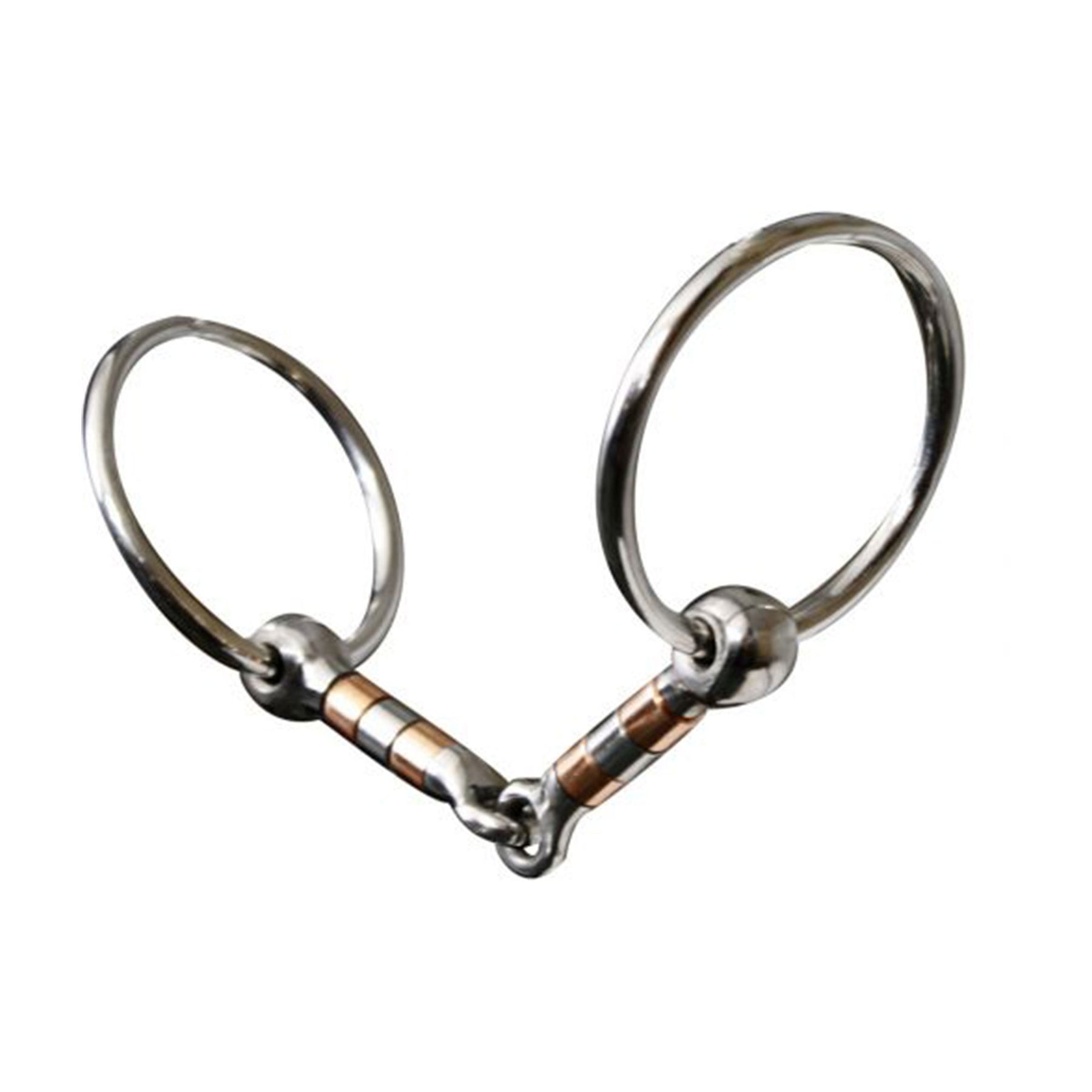 Showman Stainless steel snaffle with 5" mouth with copper and stainless rollers