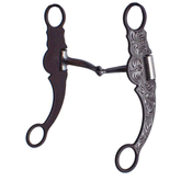 Showman stainless steel snaffle bit with brown steel cheeks