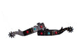 Showman Antique gray steel spur with red and teal marble studs