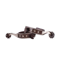 Showman Men's size brown steel spur with silver rope border and stars with silver engraved overlay