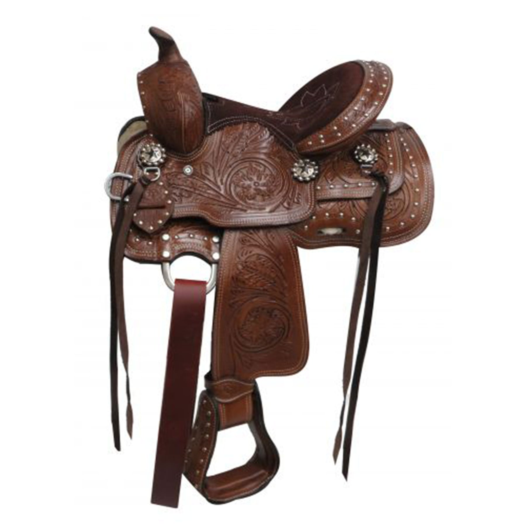 Double T Youth Saddle with Floral Tooling - 10 Inch