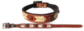 Showman Couture Genuine leather dog collar with natural rawhide lacing