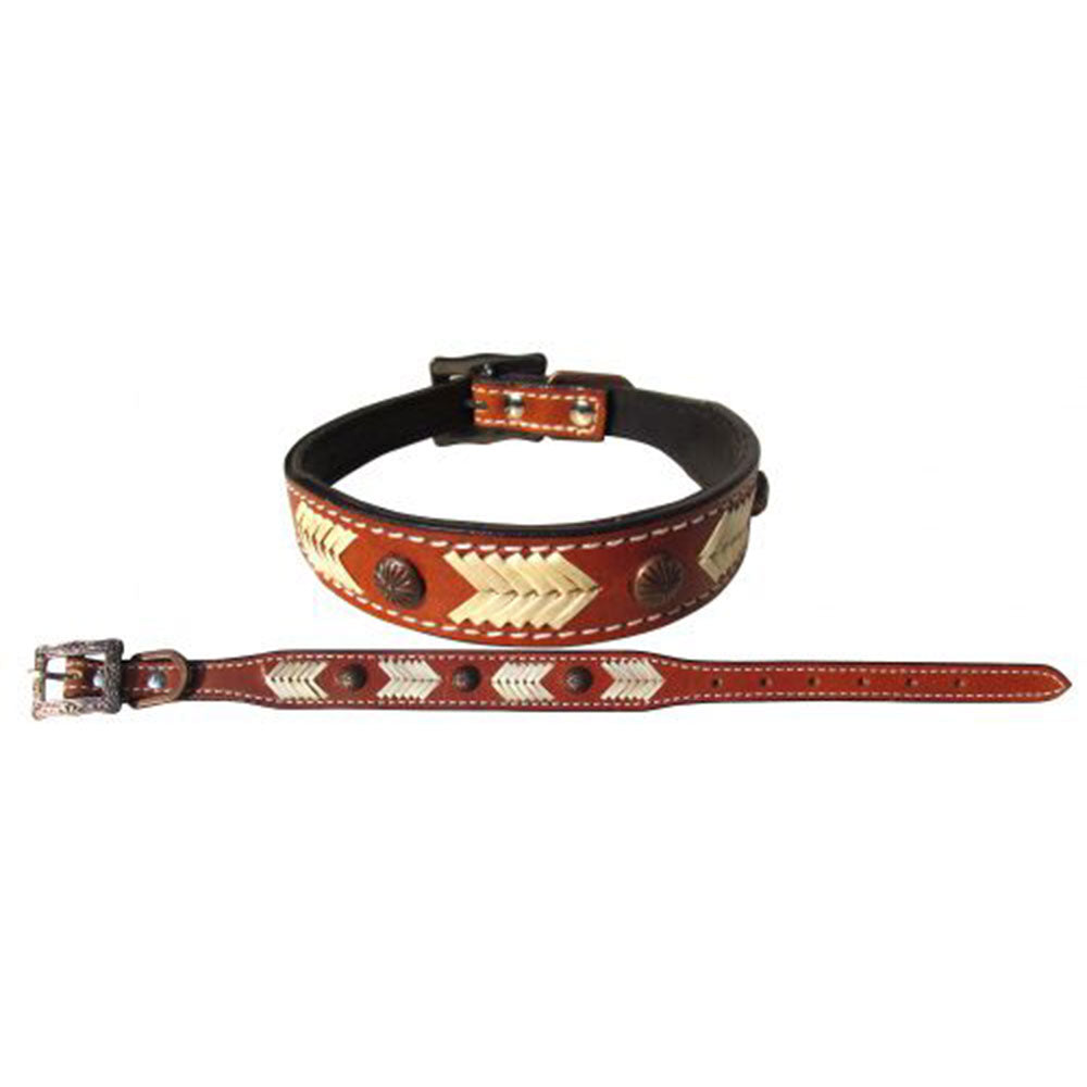 Showman Couture Leather Rawhide Laced Dog Collar