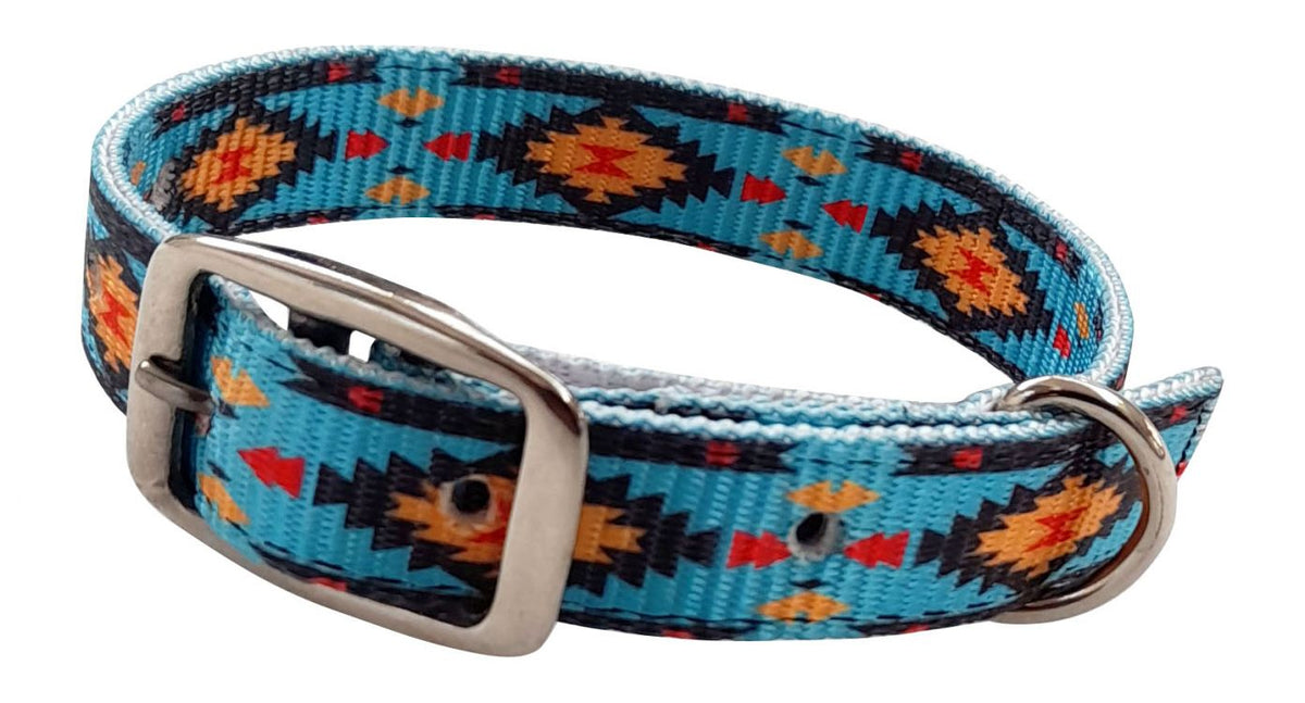 Showman Couture Teal Southwest designed nylon dog collar