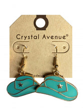 Teal Cowboy Hat Charm Earrings