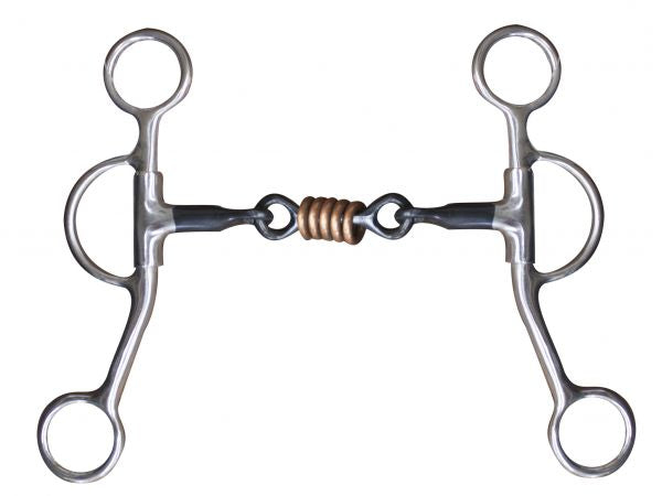 Showman stainless steel 5" dog bone snaffle with rings