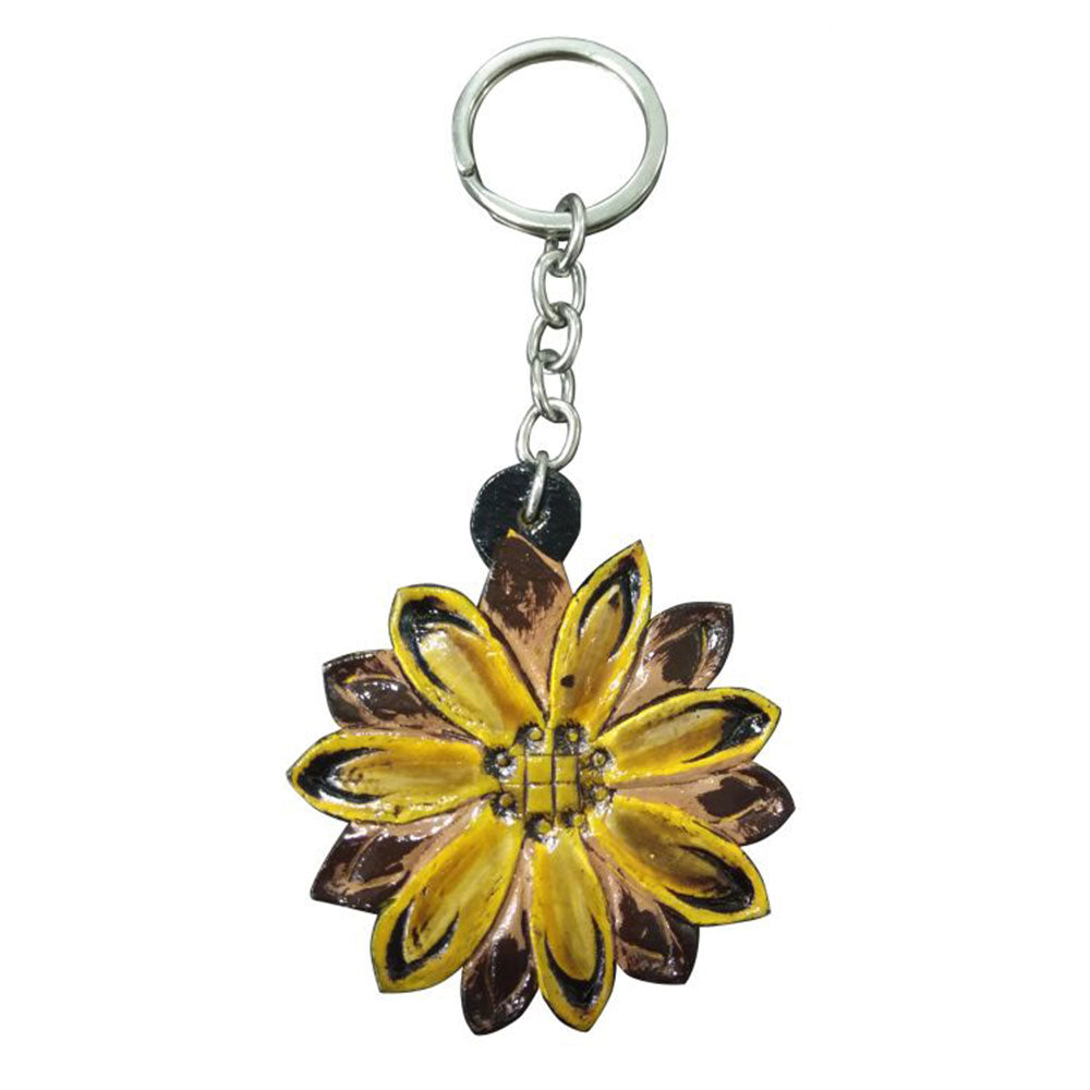 Showman 2-1/2" H x 2-1/2" W Cut-Out leather Sunflower keychain