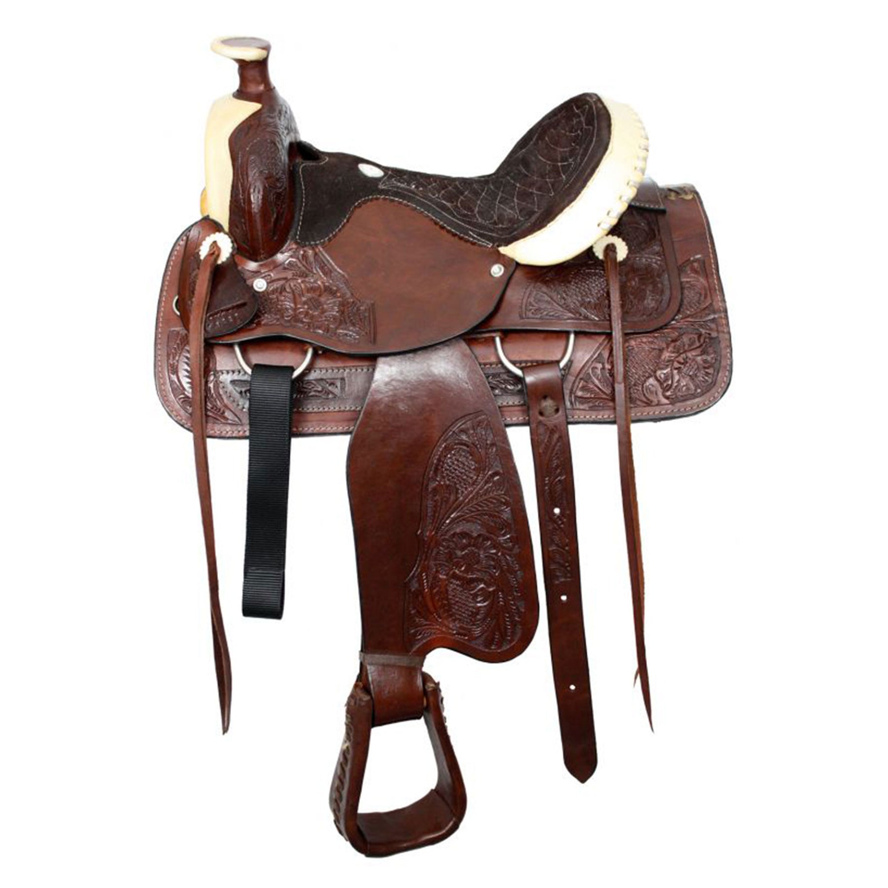 Buffalo Roper Style Saddle with Acorn Tooling - 16 Inch