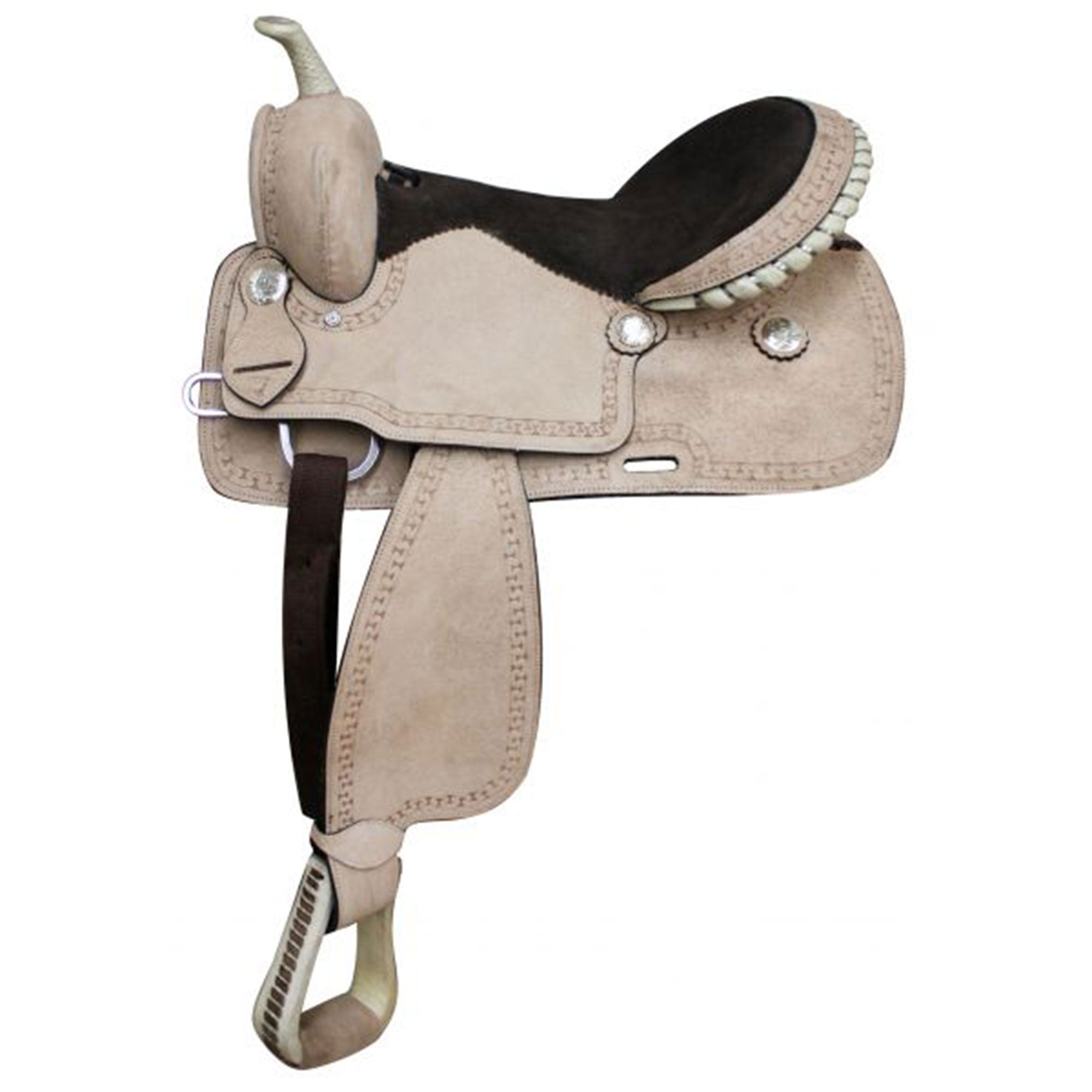 Full Roughout Leather Economy Saddle - 16 Inch
