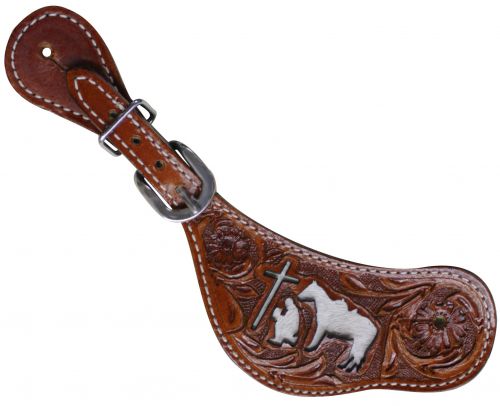 Showman Ladies Praying Cowboy Racer Spur Straps