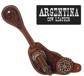 Showman Mens Size Argentina Cow Leather Celtic Knot Spur Straps