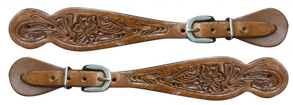 Showman Ladies size floral tooled spur straps