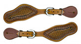 Showman Youth size basket weave tooled spur straps