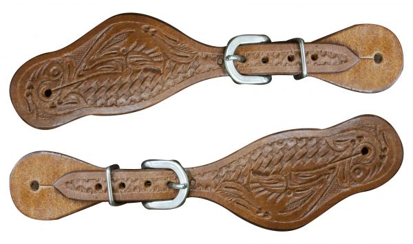 Showman Youth size floral tooled spur straps