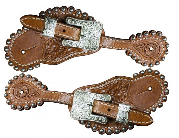 Showman floral tooled spur straps