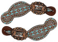 Showman Leather Spur Straps with Navajo diamond print