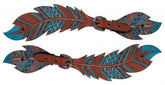 Showman Cut- out teal painted feather spur straps
