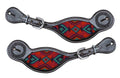 Showman Dark chocolate Argentina cow leather spur straps with beaded inlay