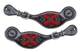 Showman Dark chocolate Argentina cow leather spur straps with beaded inlay
