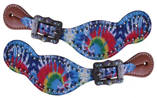 Showman LADIES SIZE Tie Dye print spur straps