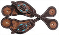Showman Ladies Tooled leather spur straps with vintage copper conchos