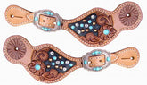 Showman Ladies Turquoise Stone spur straps