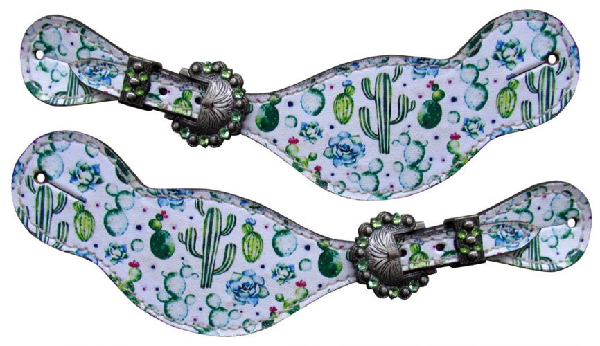 Showman LADIES SIZE Cactus print spur straps