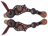 Showman Ladies Sunflower Tooled Spur Straps with buckstitch trim