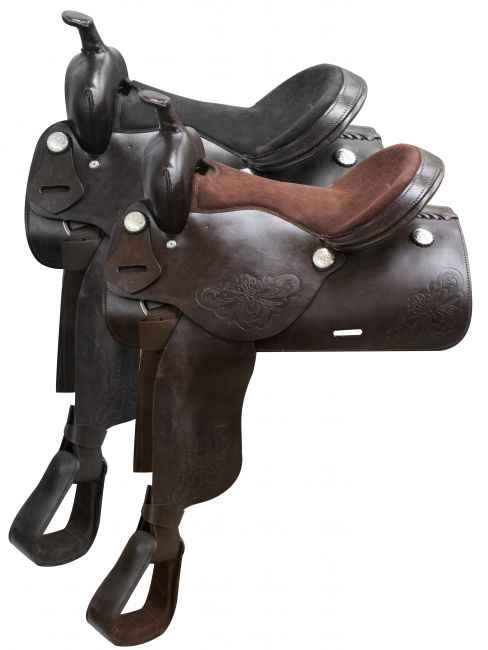 16" Economy western saddle with floral tooling