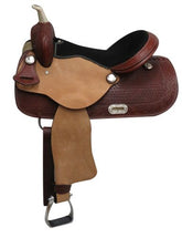 14", 15",16" Economy style western saddle with basket weave tooling