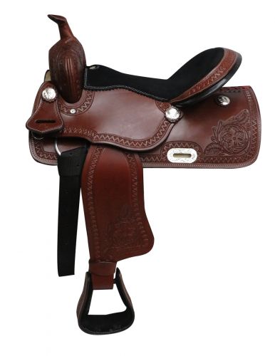 16" Economy style western saddle with floral tooling