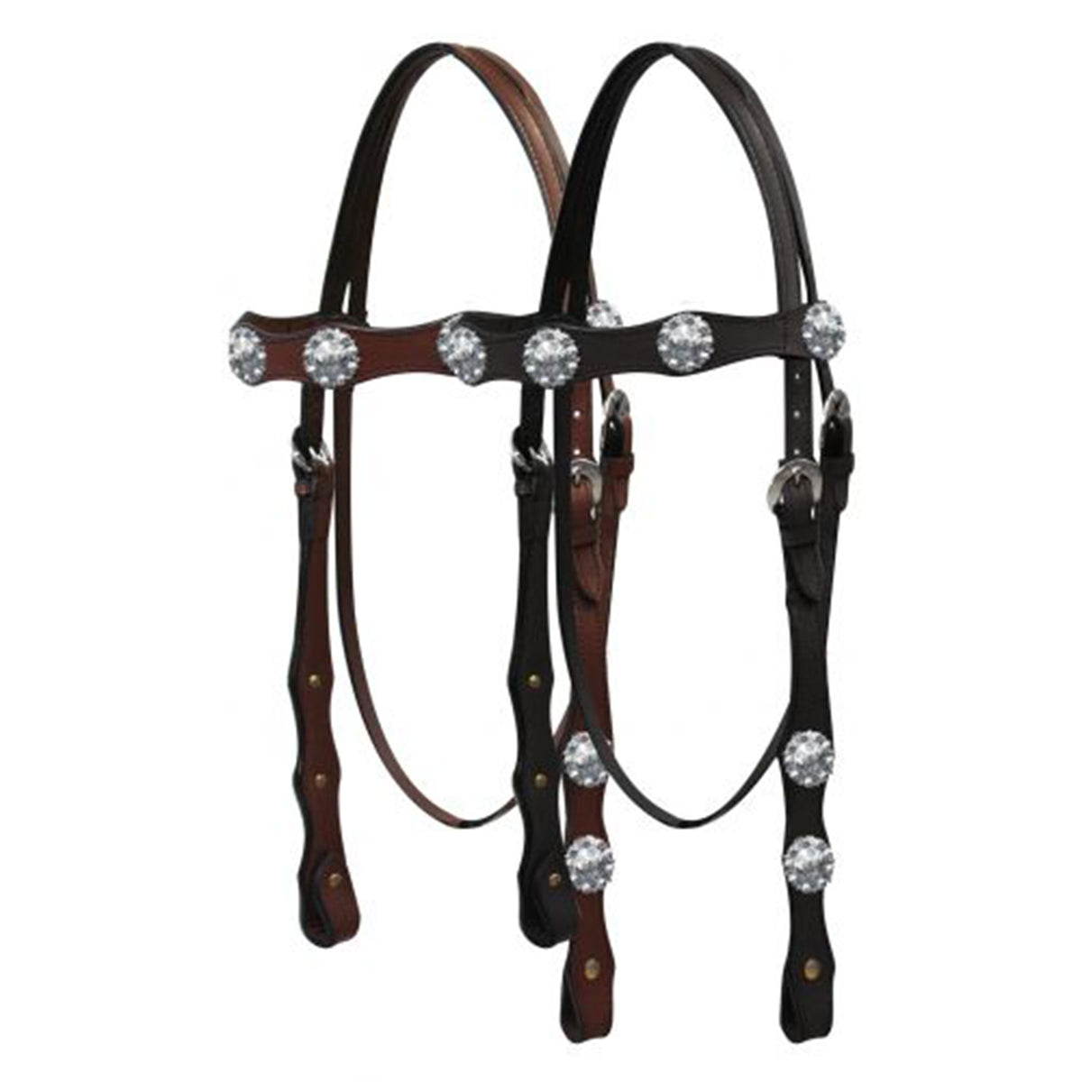 Double Stitched Browband Headstall with Copper Berry Conchos