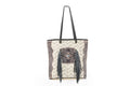 Klassy Cowgirl 16" x 18" Handtooled Leather Tote chevron Handbag With Handblocked Rug and Leather Fringes