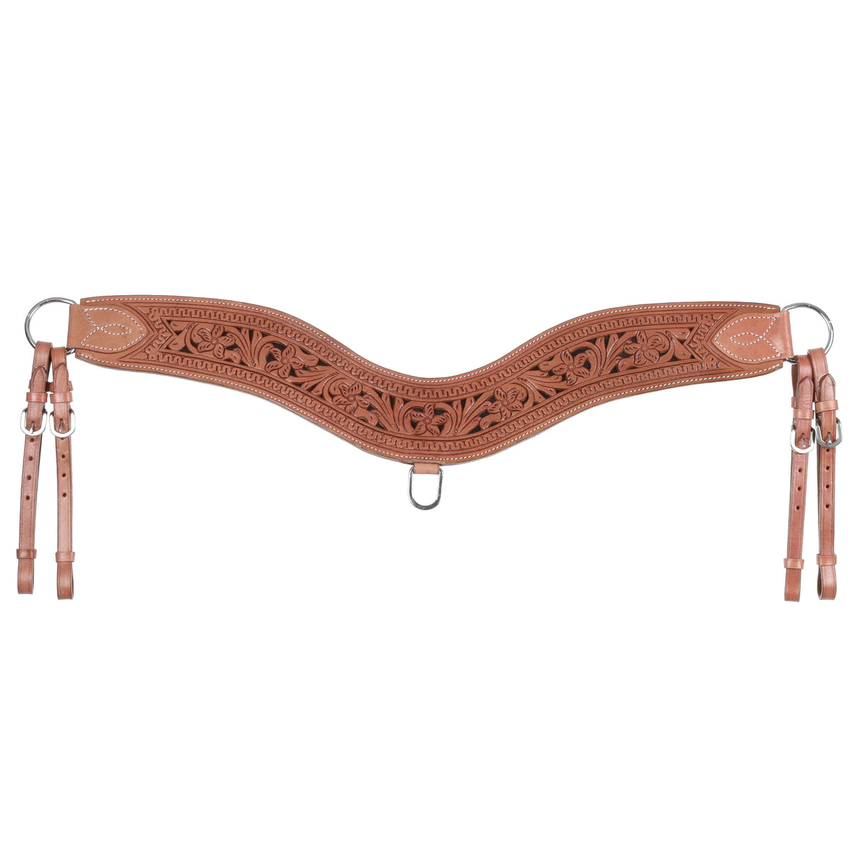 Showman Floral tooled leather tripping collar