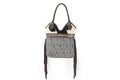 Klassy Cowgirl 16" x 18" Canvas Tote Handbag with Hair on cowhide and leather fringe
