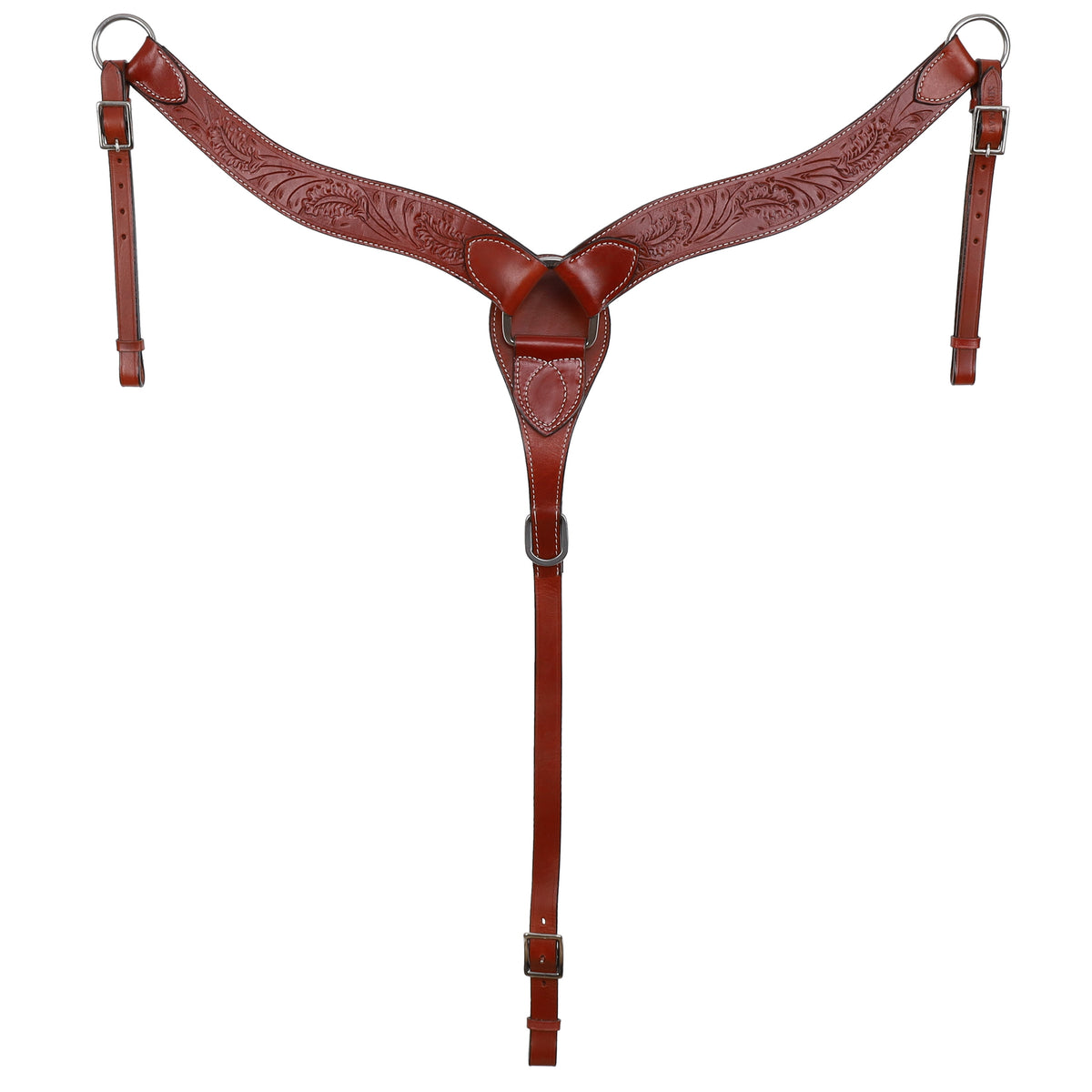 Showman Contoured Medium Breastcollar with Floral Tooling