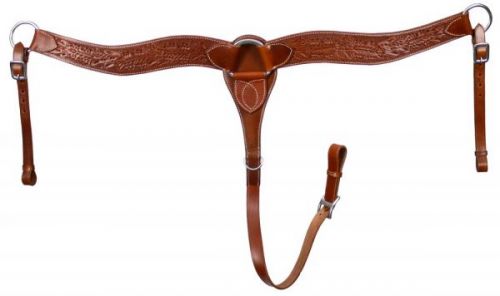 Showman Contoured Leather breastcollar accented with floral tooling