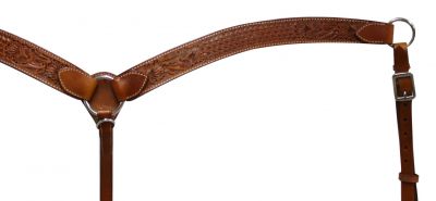 Showman Leather breast collar has floral and basketweave tooling