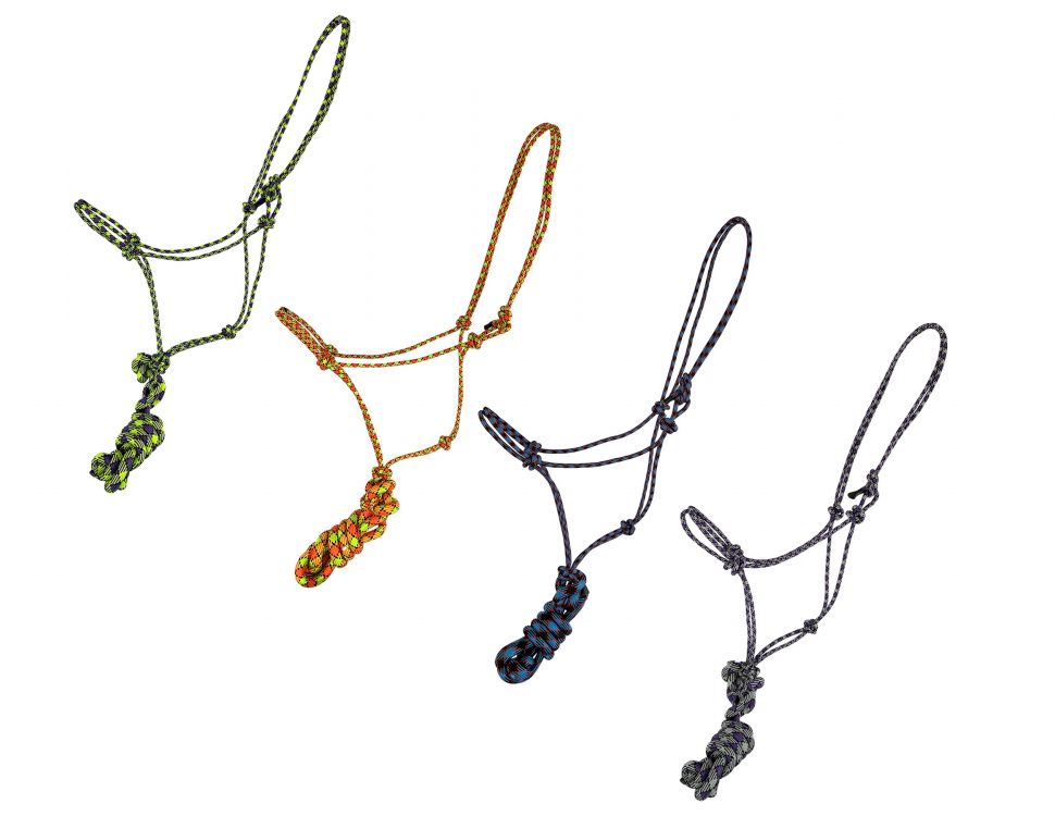 Horse size Stiff rope knot halter with matching removeable lead
