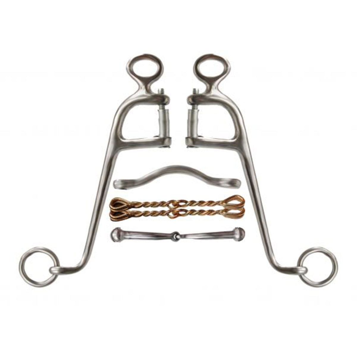 Showman Stainless-Steel Walking Horse Bit with 8" Cheeks - Comes with (4) 5" Interchangeable Mouth Pieces
