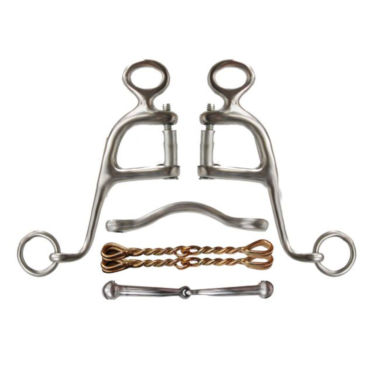 Showman Stainless-Steel Walking Horse Bit with 6" Cheeks - Comes with (4) 5" Interchangeable Mouth Pieces