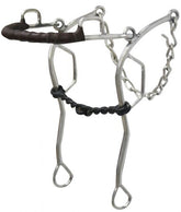 Showman stainless steel leather wrapped nose gag hackamore with 10