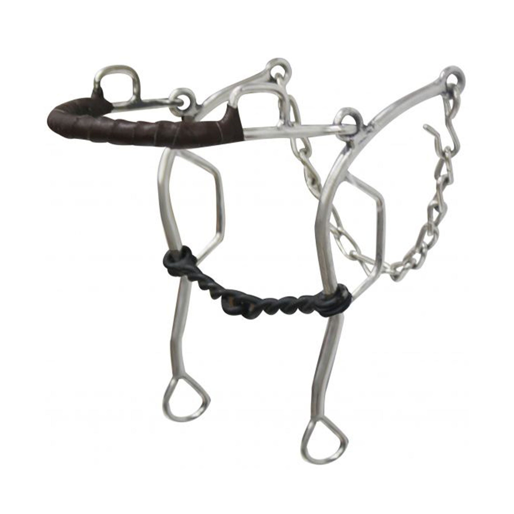 Showman stainless steel leather wrapped nose gag hackamore with 7