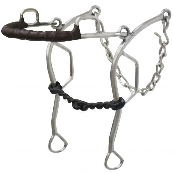 Showman stainless steel leather wrapped nose gag hackamore with 7