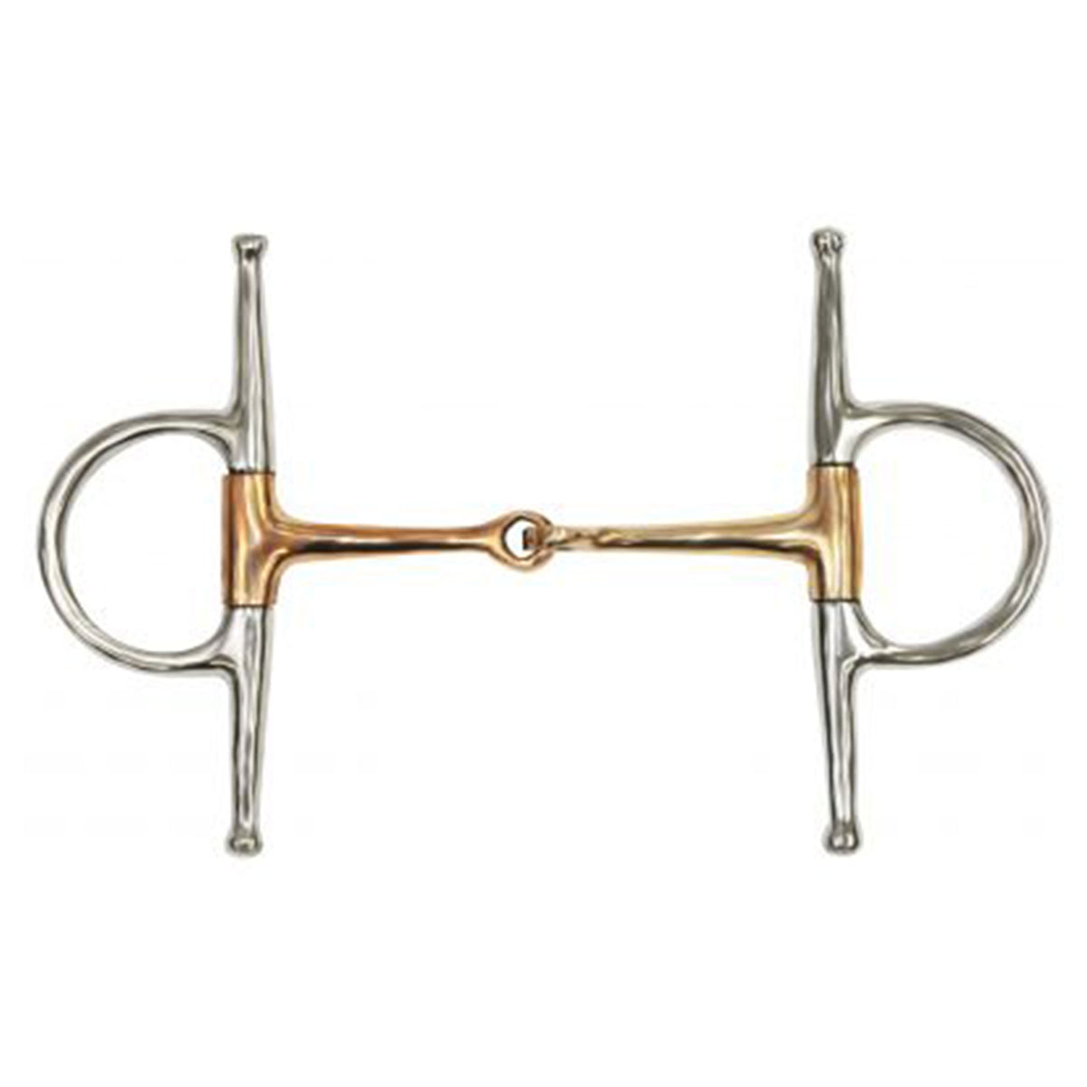 Showman stainless steel full cheek snaffle with 5" copper broken mouth piece