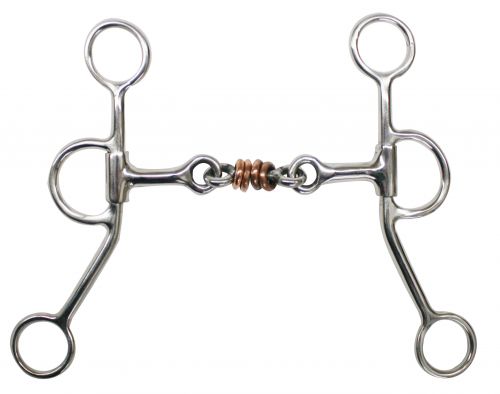 Showman Stainless Steel Dog Bone Snaffle with Copper Rings